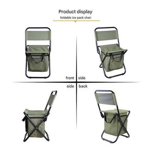 Foldable Camping Chair with Integrated 10L Insulated Cooler Bag - Camouflage color